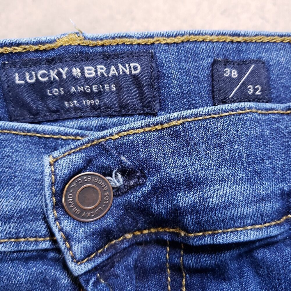 Lucky Brand Mens Jeans 38x32 (Fits 36x31) Blue 412 Athletic Slim Dark Whiskered - Picture 5 of 12